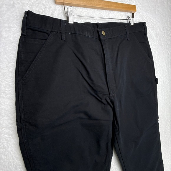 Carhartt B111 BLK Washed Duck Work Dungaree Flannel Lined Pants Black 40x30 NWT - Picture 7 of 11